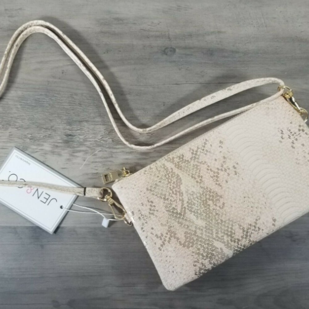 Jen & Co Crossbody Bag Pink Snakeskin NWT